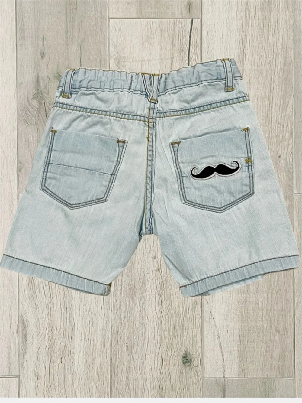 Zara Kids Boys Light Blue Denim Shorts with Patches Size 18/24mo 92cm